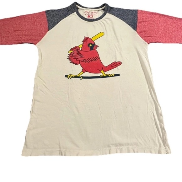 St Louis Cardinals Retro 3/4 Sleeve Raglan Tee Shirt Wright & Ditson Mens Small - Picture 2 of 5